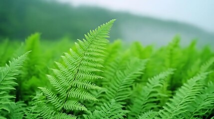 Vibrant Fern Fronds in Lush Green Forest A Natural Symphony of Delicate Textures and Shades