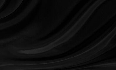 Black gray satin dark fabric texture luxurious shiny that is abstract silk cloth background with patterns soft waves blur beautiful.