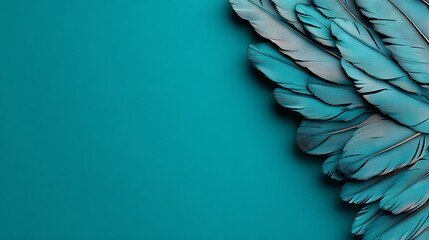 Obraz premium A close up of a blue feather on a blue background