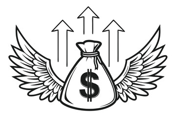 Eagle with wings and crown, flying with ribbon, heart symbol, and tribal design in black silhouette, perfect for a love-themed tattoo illustration