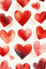 Fototapeta premium Vibrant watercolor hearts create a romantic backdrop for special occasions and celebrations