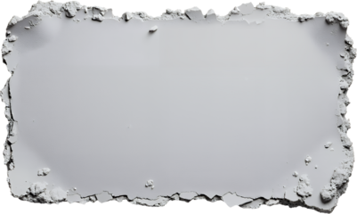 Gray powder texture, rough edges, transparent background.