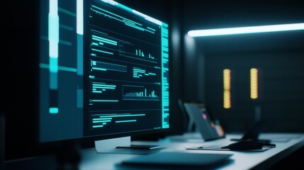 An AI powered cloud based project management system, analyzing team productivity in real-time and offering personalized task delegation and timeline recommendations, glowing project interface