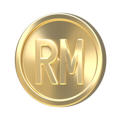 Gold coin with Malaysia currency symbol