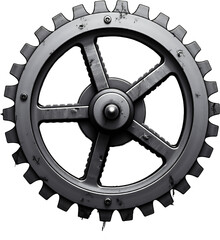Metal Gear Wheel, Sprocket, Transparent Background
