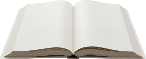 Open book, blank pages, transparent background