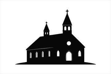 Naklejka premium Ancient medieval church silhouette vector