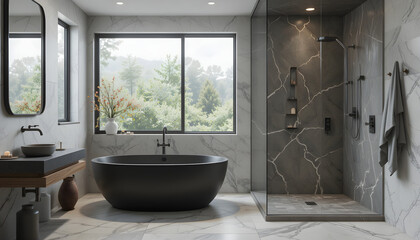 Monochrome Perfection: Matte Black Bath and Modern Shower Interior Trends