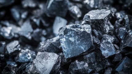 Raw lithium ore crystals on dark granite with metallic reflections, showcasing strategic mineral resources and clean energy materials for industrial use.