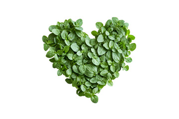 Green oregano leaves arranged in a heart shape on black background
