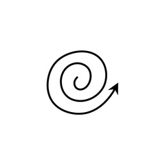 Spiral arrow.  Doodle spiral arrow, hand drawn spring arrow coil icon. Vector illustration