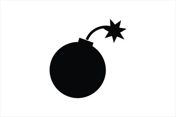 Bomb icon silhouette on white background