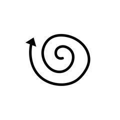 Spiral arrow.  Doodle spiral arrow, hand drawn spring arrow coil icon. Vector illustration
