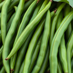 Fototapeta premium Organic green beans on display with realistic sheen and healthy appearance 