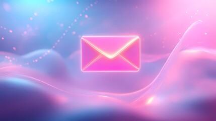 A futuristic neomorphic design featuring a stylized email notification icon, smoothly integrated into a minimalistic background with pillowy soft contours, glowing highlights