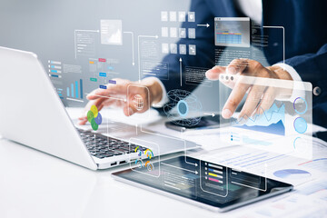 Decision with smart direction processing by workflow chart.Big data analysis and business strategy.Planning for success.not ai generated