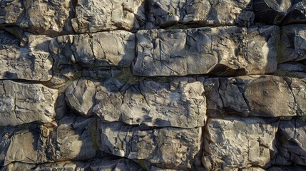 Fototapeta premium Textured Natural Stone Wall with Unique Patterns in Sunlight