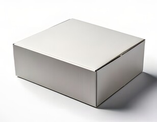 Naklejka premium Blank white cardboard box on white background, packaging mockup, product shipping container, customizable gift box, branding and design template, ecommerce and delivery concept