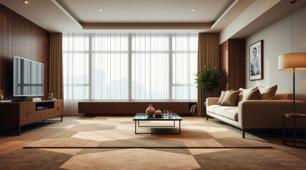 Elegant contemporary living room with natural light and stylish decor