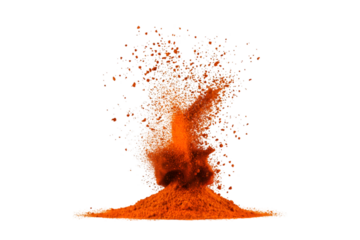 Orange powder explosion vibrant burst dark background