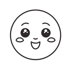 Fototapeta premium Linear emoji with happy face on transparent png background