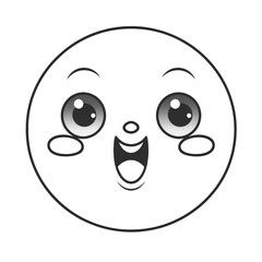 Fototapeta premium Linear emoji with happy face on transparent png background