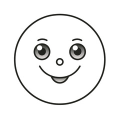 Fototapeta premium Linear emoji with happy face on transparent png background