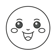 Fototapeta premium Linear emoji with happy face on transparent png background