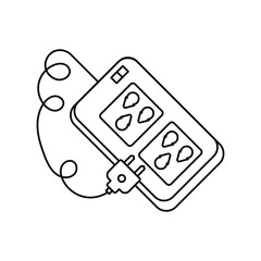 power strip lineal icon with white background vector stock illustration
