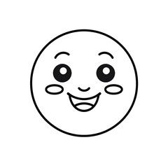 Fototapeta premium Linear emoji with happy face on transparent png background