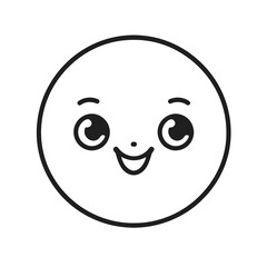 Fototapeta premium Linear emoji with happy face on transparent png background