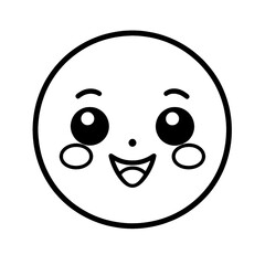 Fototapeta premium Linear emoji with happy face on transparent png background