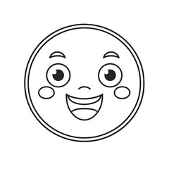 Fototapeta premium Linear emoji with happy face on transparent png background