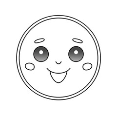 Fototapeta premium Linear emoji with happy face on transparent png background