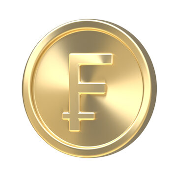 Gold coin with Switzerland currency symbol