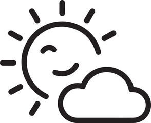 un and Cloud Icon Vector. Outline Sun and Cloud Sign. Isolated Contour Symbol Illustration