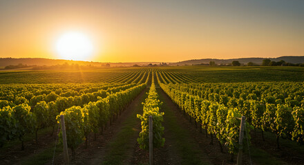 Sunrise Over Vineyard Landscape