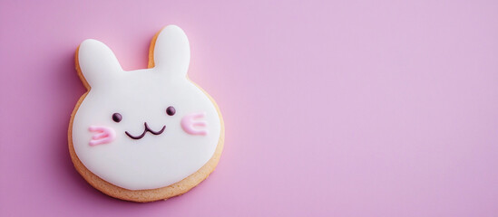Naklejka premium Kawaii easter bunny cookie on pastel background for festive designs