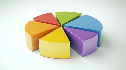Obraz premium A colorful pie chart is divided into six slices, each with a different color