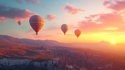 Fototapeta premium hot air balloon at sunset