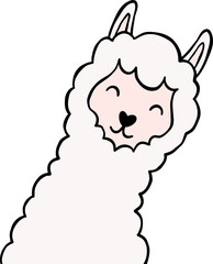 Cute Face Alpaca Llama Character Cartoon Valentine Element