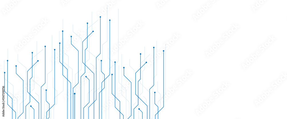 Poster Vector white background with blue technology dots and lines connection circuit concept.