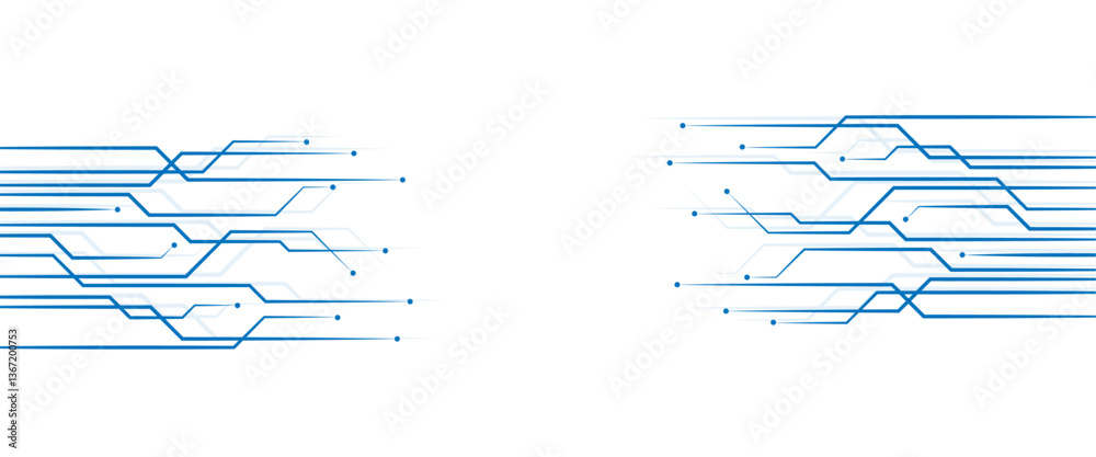 Leinwandbilder Vector white background with blue technology dots and lines connection circuit concept.