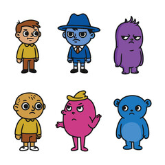 Funny illustration of cute cartoon group in professional attire