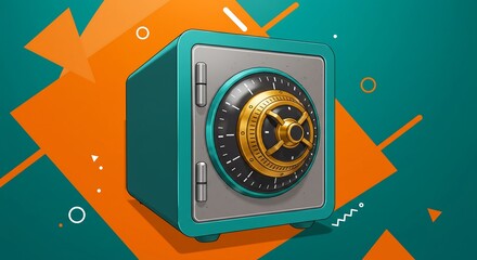 Secure Safe Box Cartoon Illustration for Security