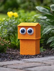 Cute Orange House Garden Figurine