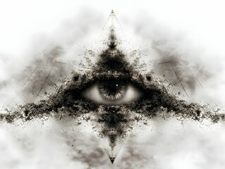 All-Seeing Eye in Dark Abstract Triangle