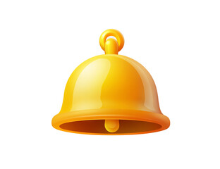 3D cartoon-style icon of a yellow bell on a white background, transparent PNG