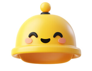 3D cartoon-style icon of a yellow bell on a white background, transparent PNG