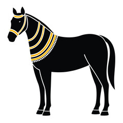 Obraz premium Indian Heritage Wedding Horse Black Silhouette Artwork